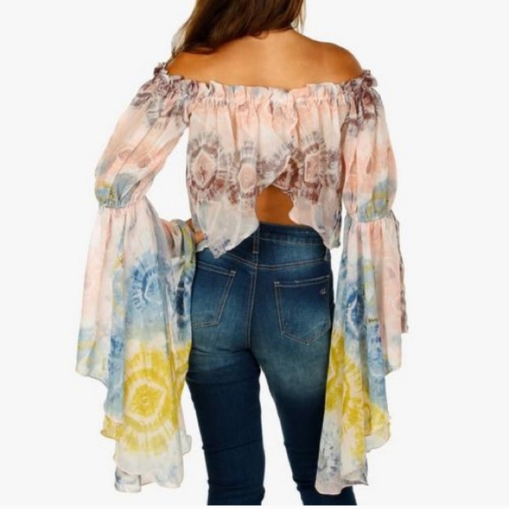 Live 4 Truth Off The Shoulder Floral Tie Dye Crop Top
